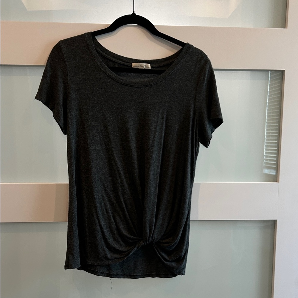 Nine Britton Charcoal Twist Front Tee